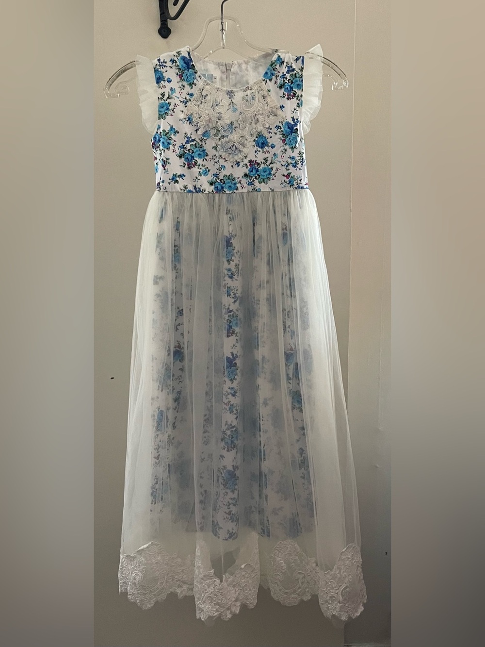 Just Couture Blue Floral Crinoline Dress Size 7